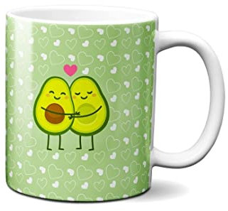 Hustling Sharks® Tasse mit Spruch - Avocados in love - Geschenk Kaffeetasse - 330ml Spülmaschinenfest, Keramik - Avocado, bunte Tasse, bunt