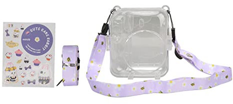 Custodia per Fotocamera Istantanea per Fujifilm Mini 12, Custodia Protettiva per Instant Mini 12, Custodia Personalizzata con Adesivi, Tracolla Regolabile Staccabile, Regali (Viola)