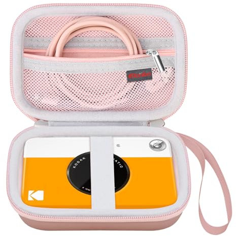 Elonbo Camera Carrying Case for Kodak Printomatic Digital Instant Print Camera, Portable Bluetooth Photo Printer Storage Holder Bag, ​Mesh Bag Fits Zink Photo Paper, MicroSD Card, USB Cable,Rose Gold