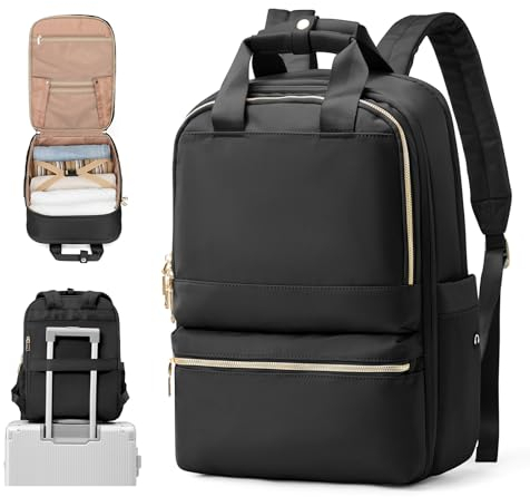 UPPACK Handgepäck Rucksack Damen Travel Backpack 40x20x25 für Ryanair Reiserucksack Damen 30l Daypacks Mädchen Rucksack Wasserdicht Business Rucksack Damen Schwarz Goldkette