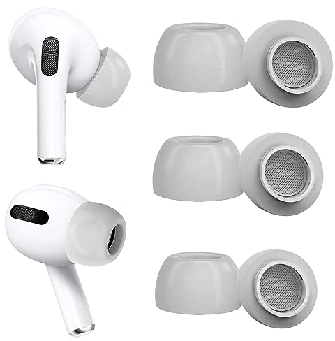Ersatz-Ohrstöpsel für Airpods Pro mit Loch zur Geräuschreduzierung, Durable 3 Pairs Soft Memory Foma Ear Tips for AirPods Pro Suitable for The Charging (M, Grau)