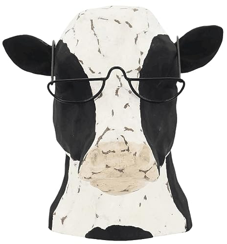 Puooifrty Hölzerner Brillenhalter Kuh Kopf Tragen Brille Statuen Kuh Geformt Gläser Display Stand