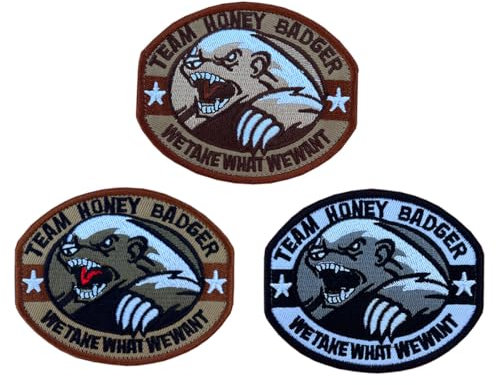 3 Stück Team Honey Baoger,We Take What We Want Patch Fun Brüllender Bär Bestickter Aufnäher Insignien Patch für Rucksäcke Kleidung Taschen Uniform Weste Jersey Biker DIY