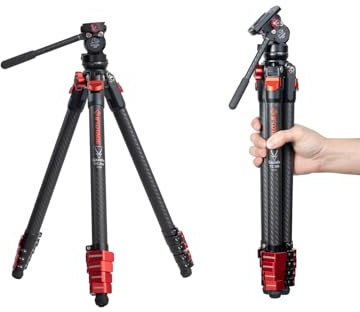 IFOOTAGE Tripod Gazelle TC3B with K3 Fluid Head, Professional Portable Travel Tripod Kit for Canon Nikon Sony Olympus Panasonic DSLR Camera