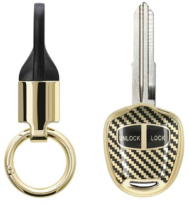 kwmobile Autoschlüssel Hülle kompatibel mit Mitsubishi 2-Tasten Autoschlüssel Hülle - Schlüsselhülle mit Key Ring Anhänger - Cover Gold Schwarz