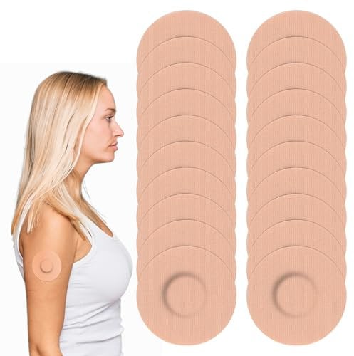 20 Pcs Skin Color Libre 2 Sensor Covers Waterproof, CGM Sensor Patchs Compatible for Freestyle Libre 1/2/3 Sensor, Breathable Protector Without Glue Adhesive Patch for Swimming Sports