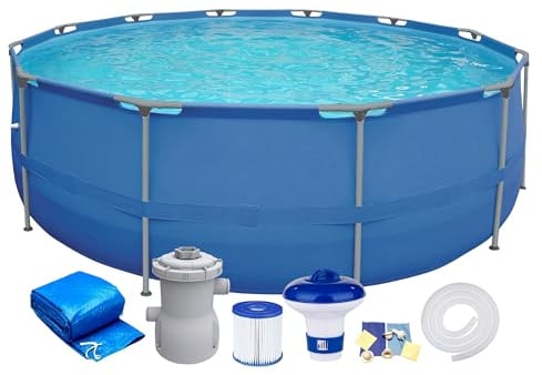 Gartenpool Stahlrahmenbecken Komplett-Set mit Filterpumpe Abdeckung des Chemikalienspenders Ø 300 x 76 cm, rund Steel Frame Pool Full Set