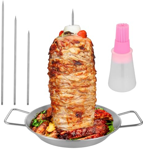 Spiedino Verticale per Forno, Spiedino Al Pastor in Acciaio Inossidabile Supporto per Spiedo Verticale Brasiliano, Spiedo Verticale BBQ per Tacos Al Pastor Shawarma Pollo Grill da Esterno