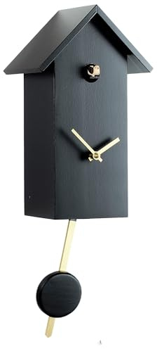 Eble Kuckucksuhr Kuckuckuhr Echtholz NEU batteriebetriebenes Quartzwerk Kuckuckruf Kuckucksuhr modern schwarz Echtholz Quarz Uhrwerk 29cm- 28005