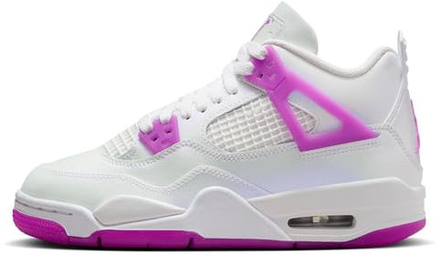 Nike Scarpe da ragazzo Jordan 4 Retro, Bianco/Viola Iper, 5.5 Big Kid