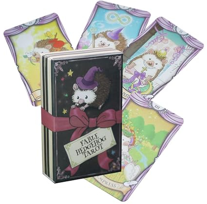 Yedaoiu 12 x 7 cm violette Igel-Tarotkarte, 78 klassische Tarotkarten, in der Lage, die Zukunft vorherzusagen, Kupferpapiermaterial mit Anleitung (evtl. nicht in deutscher Sprache), geeignet für