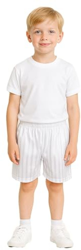 A2Z 4 Kids Girls Boys Shadow Stripe PE Shorts Sports Football Gym School - Shadow Shorts White 2-3.