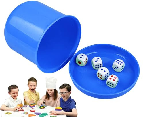 Dice Cup Set for Adults, Dice Stacking Cup Set - Dice Cups with Lid, Family Dice Cup Set, Dice Shaker Cup with 5 Dice, Dice Shaker for Bar , Family Dice Games