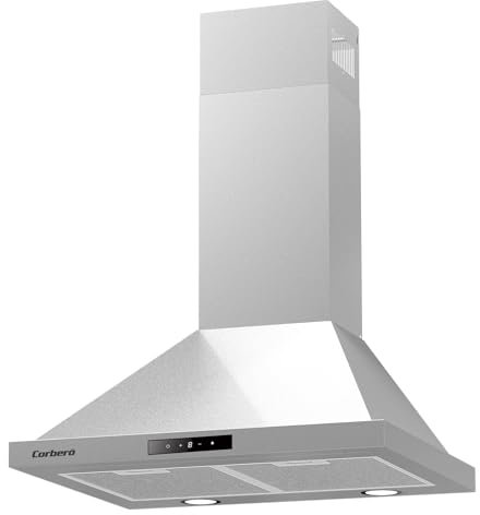 Corberó - Campana Decorativa Pirámide | NEMRUT675X | Blanco | 60 cm, Caudal 750 m3/h, 165W, 3 Velocidades, Filtro Aluminio 3 Capas, Filtro Carbón, Eficiencia Energética A