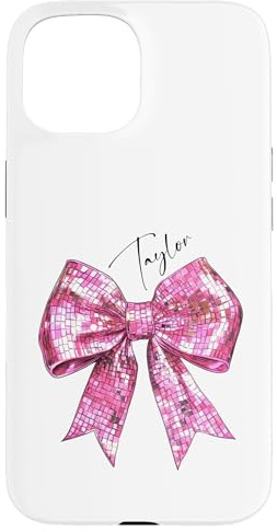 Taylor Lover Vorname Teen Mädchen Frauen Rosa Discokugel Schleife Hülle für iPhone 15