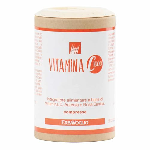 Erbavoglio Vitamina C 1000 Compresse - 60 Compresse per Supporto al Sistema Immunitario e Riparazione dei Tessuti Cutanei