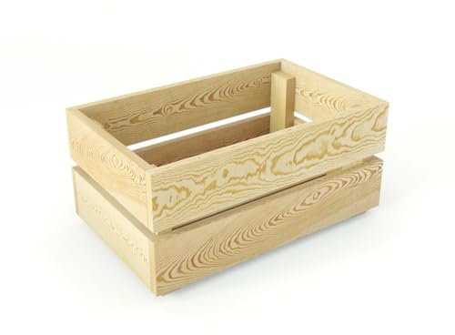 Lermowood Holzkisten Box0421 25 x 40 x 19cm Natur | Dekokisten aus Holz Massive Holzkiste Regalkiste Weinkiste