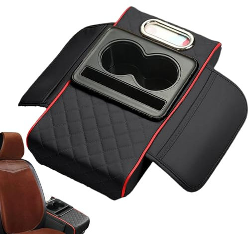 Copri Console Centrale - Cuscino Multifunzionale Per Bracciolo Auto Con Portabicchieri E Porta Telefono | Copertura Protettiva Per Console Per Scatola Bracciolo, Interni Auto, Protezione Bra