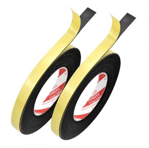 2 Rouleaux Bande D'étanchéité Autocollante pour Portes, 10m (L) x 15mm(B) x1mm(D), Joint Mousse, Calfeutrage Fenetre pour Preuve de Collision, Anti-collision, Insonorisé