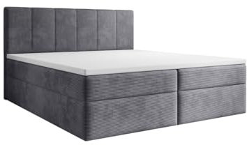 Luxusbetten24 Boxspringbett Boxspringbett Aurelia Cord 160x200 mit Stauraum | Bezug: Cord | Farbe: Anthrazit | Härtegrad: