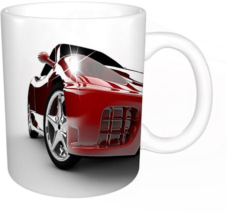 YFHJV Tazas de Café,Taza de Cerámica para Té y Café - Regalo Original - 330 ml - Desayuno Tazas Tazas graciosas,Un coche rojo moderno y elegante iluminado.,tazas originales