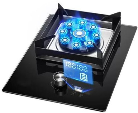 BZJPRFC Cucina A Gas 1 Bruciatore, Bruciatore Wok A 9 Camere da 5,2 KW, Timer (Indipendente su Entrambi I Lati), con Dispositivo di Protezione Contro Lo Spegnimento della Fiamma(LPG)