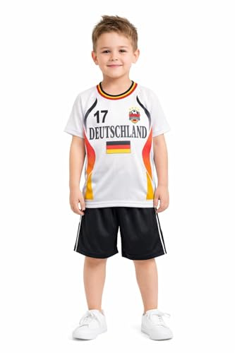 Fashion Boy Fussball Fan Set Deutschland Germany Trikot + Shorts, in Weiß, Gr. 140/146, JS227.12e