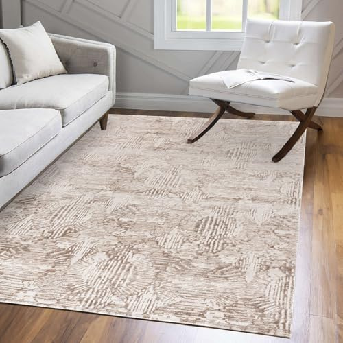Mazovia Groß Teppich Wohnzimmer 160x230cm Creme Weiß Geometrisch Hampton | Teppich für Schlafzimmer Büro Esszimmer Beige 3D-Muster Pflegeleicht Tierfreundlich Allergikerfreundlich Kurzflor Synthetisch