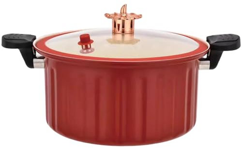 Micro Pressure Cooker 10L 11 Enamel Small Pressure Cooker with Lid, Handle & Safety Valve Quick Decompression Non-Stick Stew Pot for All Kinds of Stovetop, Red.