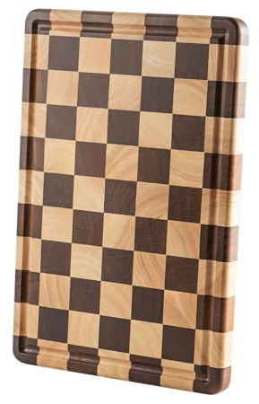 Schachbrett Schneidebrett Hackbretter Schneidbrett Akazienholz 36 x 24 x 2.5 cm Holzschneidebrett Dicke Holzbretter Schachbrettmuster Küche Geschenke für Mama Papa
