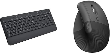 Logitech Signature K650 Teclado Inalámbrico Completo con Reposamanos, PC/Windows/Mac, QWERTY ESP, Lift Ratón Ergonómico Vertical, Inalámbrico, Bluetooth o Receptor Botones