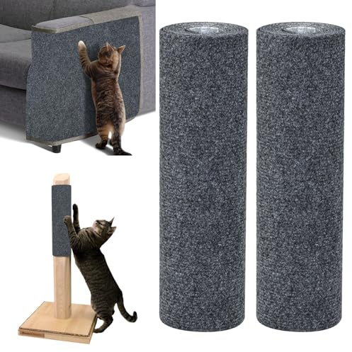 TEUYOE 2 Stück Kratzmatte Selbstklebend 200x40cm, für Sofa & Möbel | Starke Selbstklebeschicht,Frei Zuschneidbar Für Für Katze Bäume, Wand & Türrahmen,Schützt Zuverlässig Vor Kratzern
