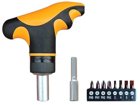 Ergonomischer T-Griff Ratschenschlüssel mit 1/4-Zoll-Bit, 72-Zahn-Ratschen-Bit für verbesserte Drehmomente und Griffigkeit, ergonomischer Ratschentreiber