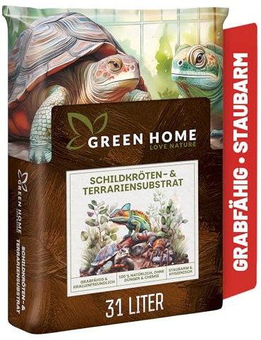 Green Home Schildkrötenerde 31L. Natürliches Schildkrötensubstrat für Landschildkröten. Strukturstabiles Terrarium Substrat für Reptilien im Schildkrötenterrarium, Frühbeet oder Innengehege