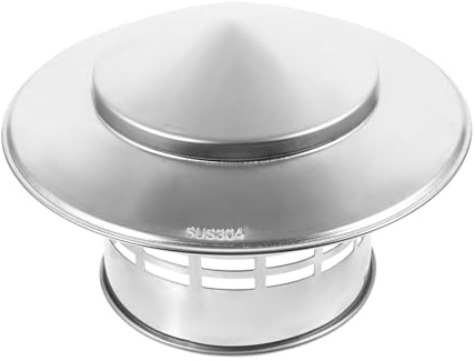 AMUSLESUR Chapeau de Cheminée Pluie en Acier Inoxydable 304, Protection Toiture Circulaire pour Conduit D'évacuation de 110mm, Empêche L'entrée de Pluie Tout en Garantissant la Ventilation