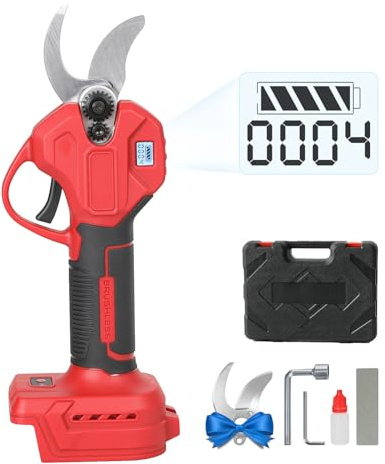 Electric Pruning Shears for Milwaukee M18, 300W Brushless Motor Secateurs 30 mm Cutting Diameter, Battery Scissors Garden Cordless Pruner for Pruning Shrubs Fruit Trees (Red for Milwaukee)