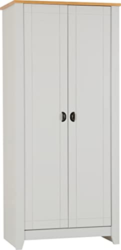 Seconique Ludlow 2 Door Wardrobe - Grey/Oak Lacquer