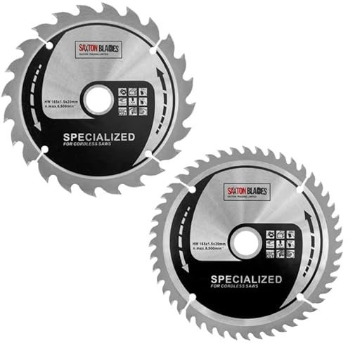 Saxton 165mm TCT Thin Kerf Cordless Circular Saw Blade Pack A Dewalt Makita Ryobi Bosch