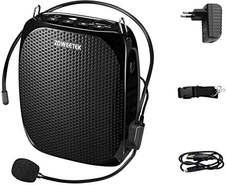 Zoweetek® Amplificador de Voz portatil, Altavoz con un Microfono Personal, Soporte de Audio en Formato MP3 para Cantar, Guías turísticos, Profesores, Maestros, Entrenadores Deportivos, Dura 12 Horas