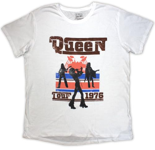 Rockoff Trade Men's Queen 76 Tour Silhouettes T-Shirt, White, Large