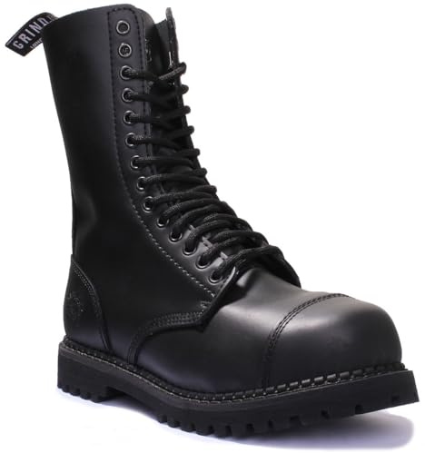 Grinders Herald Cs (Steel Toe 14 Eyelet Lace up Boot Black Size: 5 UK Women / 4 UK Men)