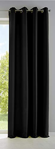 Vorhang Blickdicht Gardine Matt Lichtdurchlässig »Palermo« mit Ösen und Raffhalter Dekoschal HxB 145x140 cm Schwarz, 10000265