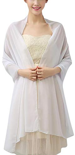 YAOMEI Damen Schals Chiffon, Halstücher Stola Umschlagtücher Umschlagtücher Halstuch für Hochzeiten Braut Bridemaids Abendgarderobe (76,8 * 43,3 Zoll (195 cm * 110 cm), Weiß)