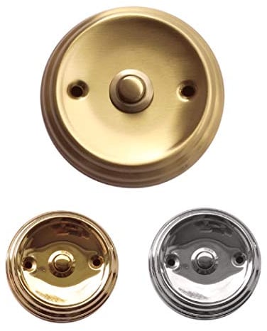 Geprägte Aufputz-Mess.poliert oder Mess. matt Klingel 80 mm Ø-Türklingel-Klingelplatte-Klingel-Klingelknopf (303 Messing poliert)