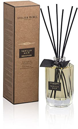 ATELIER REBUL VANILLA NOIR DUFTSTÄBCHEN (200ml) - Reichhaltiger Vanille-Raumduft - Elegante Duftstäbchen für ein angenehmes Raumklima, mit langanhaltendem Duft