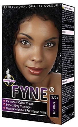 FYNE Jet Black Permanent Hair Dye for Women - Home Hair Colour Cream with Built-in Conditioner - Gentle, Long-Lasting, Easy to Use, Suitable for All Hair Types - Achieve Salon-Quality Results at Home