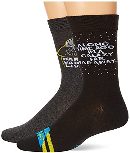 STAR WARS Herren 2er-Pack Crew Lässige Socke, Schwarz Multi, 43-47 EU