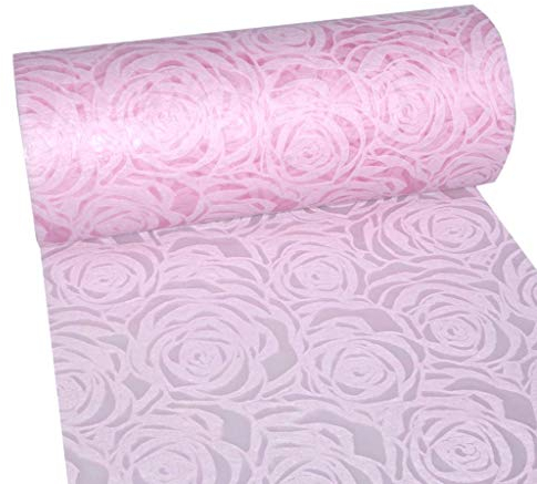 Dekoflor Tischband Tischläufer Tischdeko einzigartiges Rosen Design (Wasserfest, Lotuseffekt, samtige Oberfläche, 5 m Rolle, 30 cm Breite, 100% Nylon), Rosa