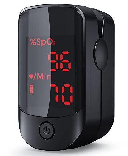 Generic RO-4001 Oxímetro de pulso portátil, monitor de saturación de oxígeno y frecuencia cardíaca con pantalla OLED bidireccional (incluye baterías y cordón)