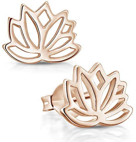 MATERIA Rosegold Ohrringe Lotus Schmuck - Damen Ohrstecker Silber 925 vergoldet SO-208-Rose
